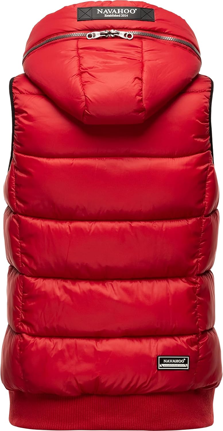 Navahoo Damen Steppweste leichte Outdoor-Weste Übergangsjacke mit Kapuze Kassidy XS-3XL XS Rot, XS R