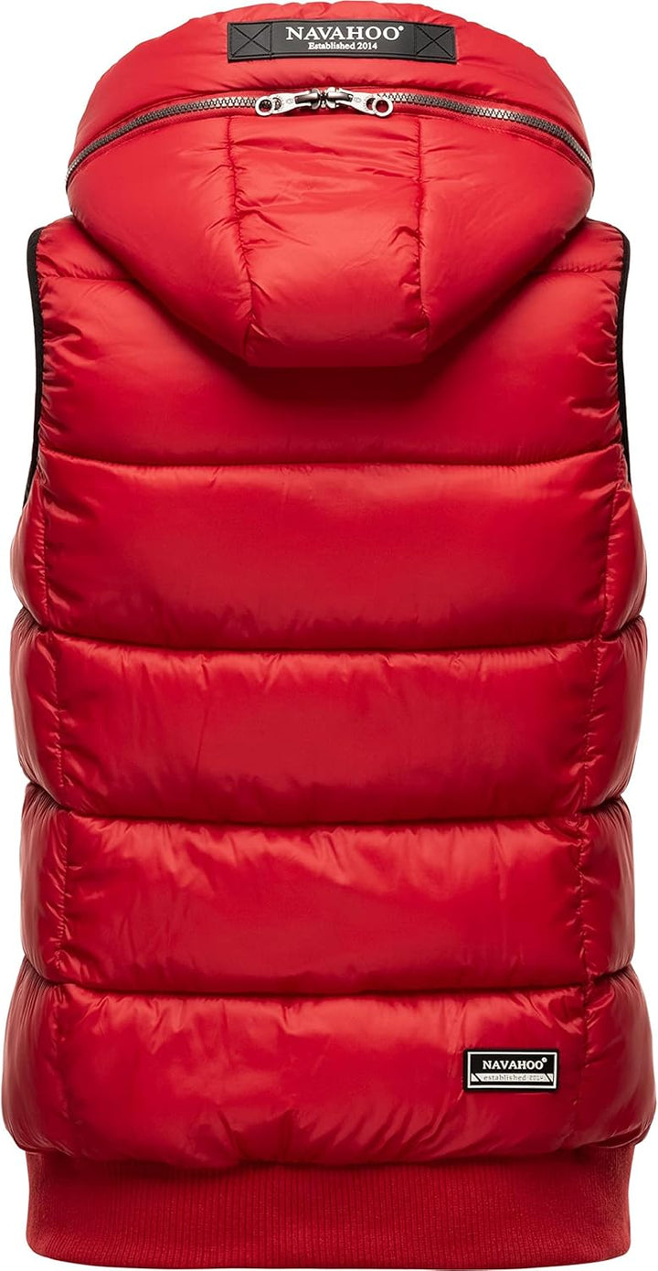 Navahoo Damen Steppweste leichte Outdoor-Weste Übergangsjacke mit Kapuze Kassidy XS-3XL XS Rot, XS R