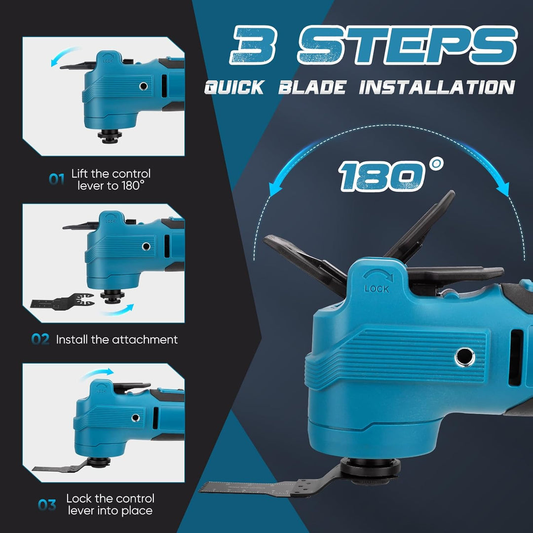 Akku Multifunktionswerkzeug, Multitool mit 6 Einstellbaren Geschwindigkeiten und bürstenlosem Motor,