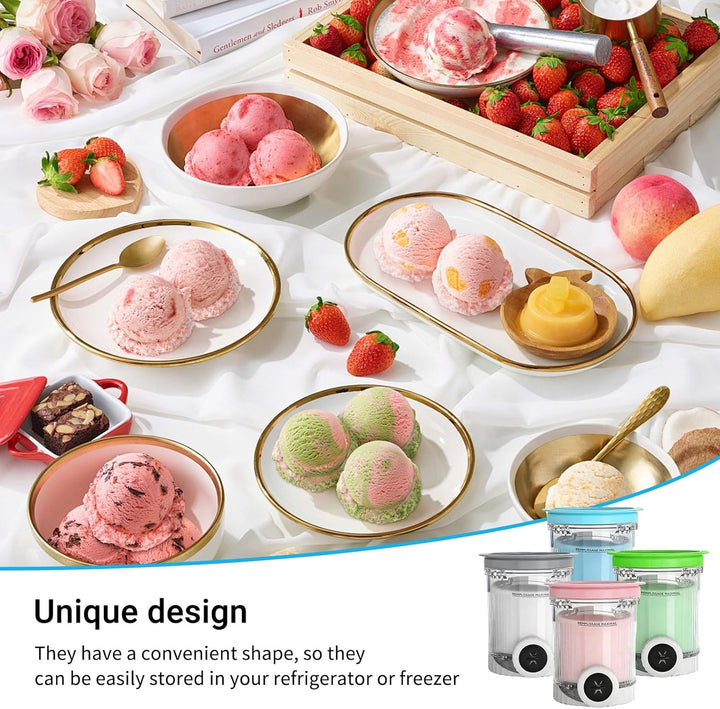 Behälter für Ninja Creami Deluxe Pints,4 Stück Ersatz für Ninja Creami Deluxe Pints und Deckel,Eisbe