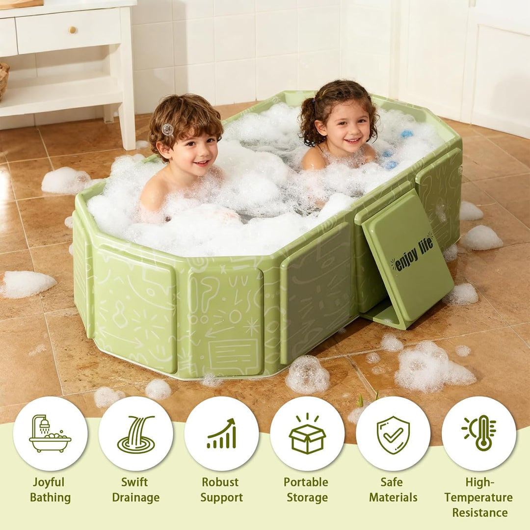 Faltbare Baby-Badewanne mit Ablassventil – platzsparend und robust, tragbare Kinder-Badewanne für 0