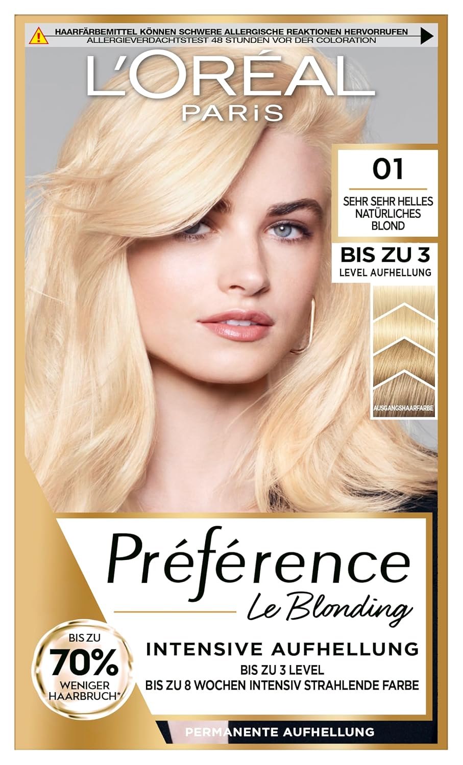 L'Oréal Paris Permanente Haarfarbe zum Blondieren der Haare, Haarfärbeset mit Coloration und Farbgla