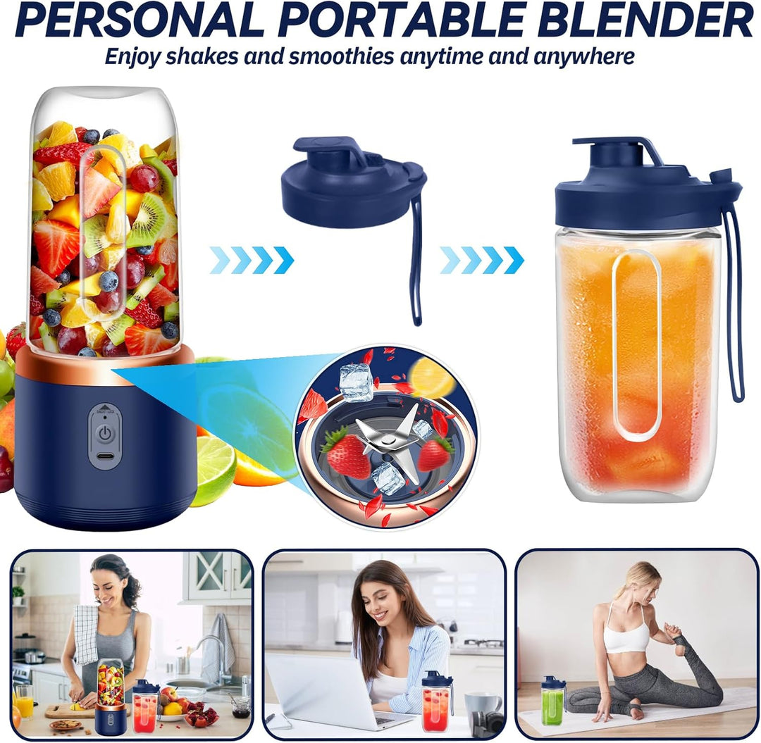 Tragbarer Mixer, 400ml Tragbarer Mixer Mini Blender mit 6-Klingen Edelstahl Klein Smoothie Maker to