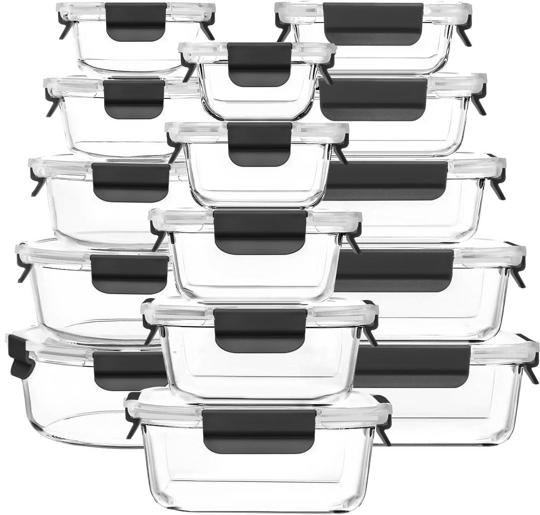 Meal Prep Boxen Glas, Glasdosen mit Deckel Set, Frischhaltedosen Glas mit Auslaufsicherer Verschluss