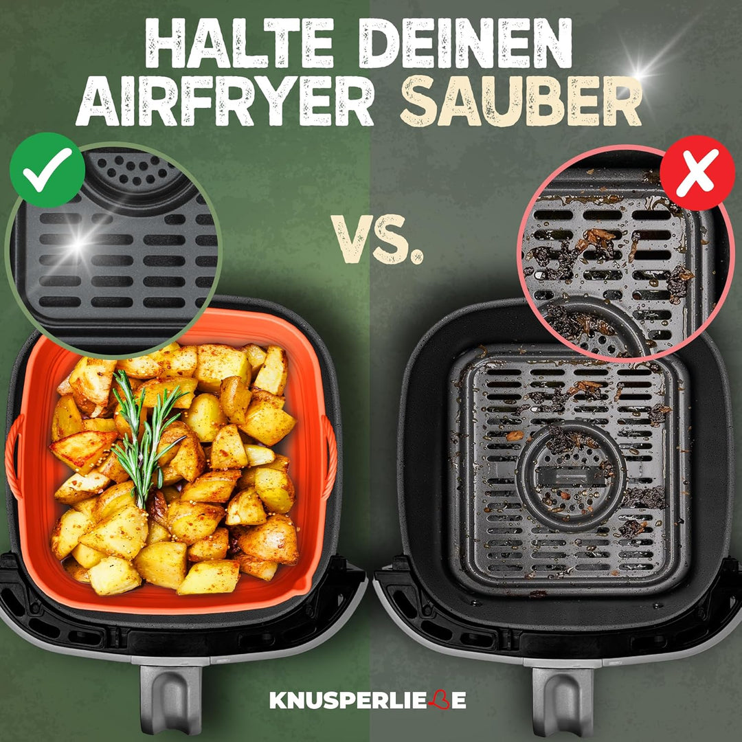 Silikonform-Set faltbar & extra dick für Heissluftfritteusen ab 3,7L-8L mit Zubehör | Airfryer Silik