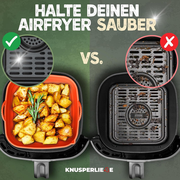 Silikonform-Set faltbar & extra dick für Heissluftfritteusen ab 3,7L-8L mit Zubehör | Airfryer Silik