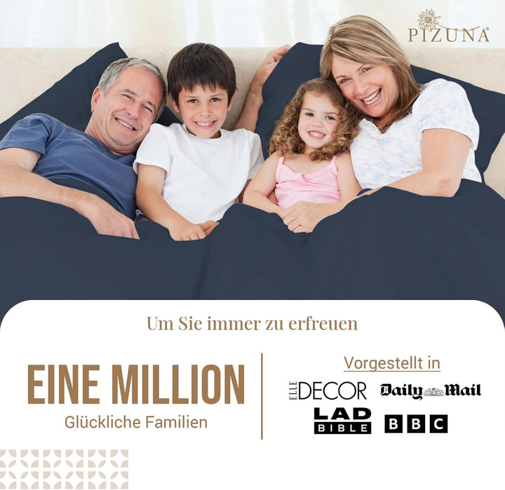 Pizuna Luxuriöser Soft-Satin 2er Pack Kissenbezug 70 x 90 cm Dunkel Blau, 800 Fadenzahl Baumwolle Ki