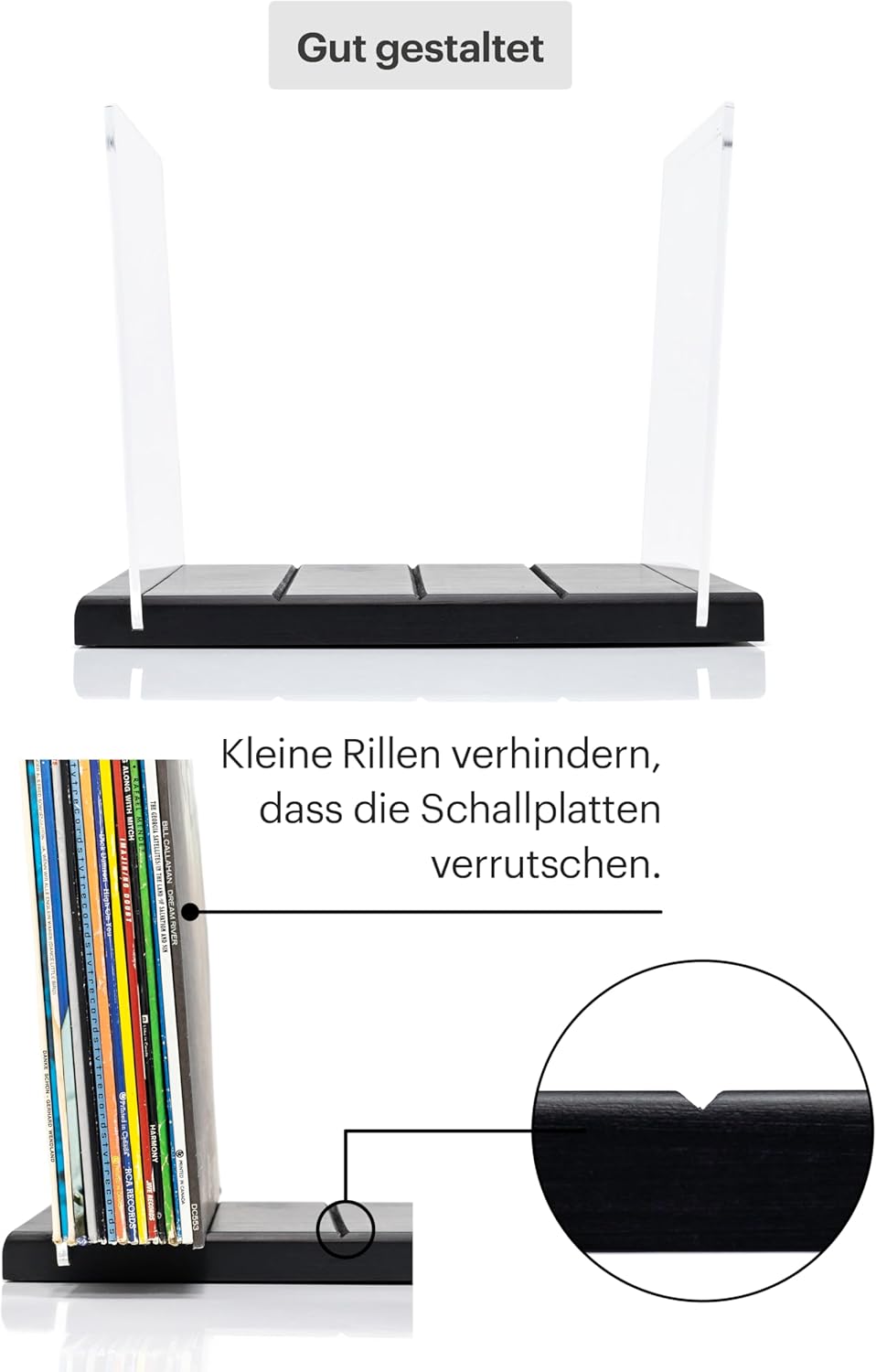 Schallplattenständer - Ein Plattenhalter im minimalistischen Design - 60 LP Kapazität - passt zu jed