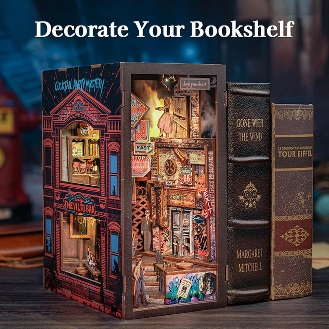CUTEBEE DIY Book Nook - DIY Puppenhaus Häuser, Miniatur Haus Selber Bauen mit LED-Beleuchtung | Krea