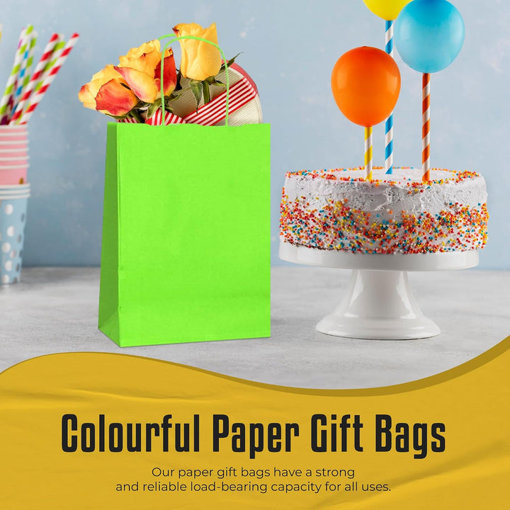Thepaperbagstore 30 Hellgrüne Kleine Papiertüten mit Henkel 18 x 22 x 8 cm Hellgrün 1 stück (30er Pa