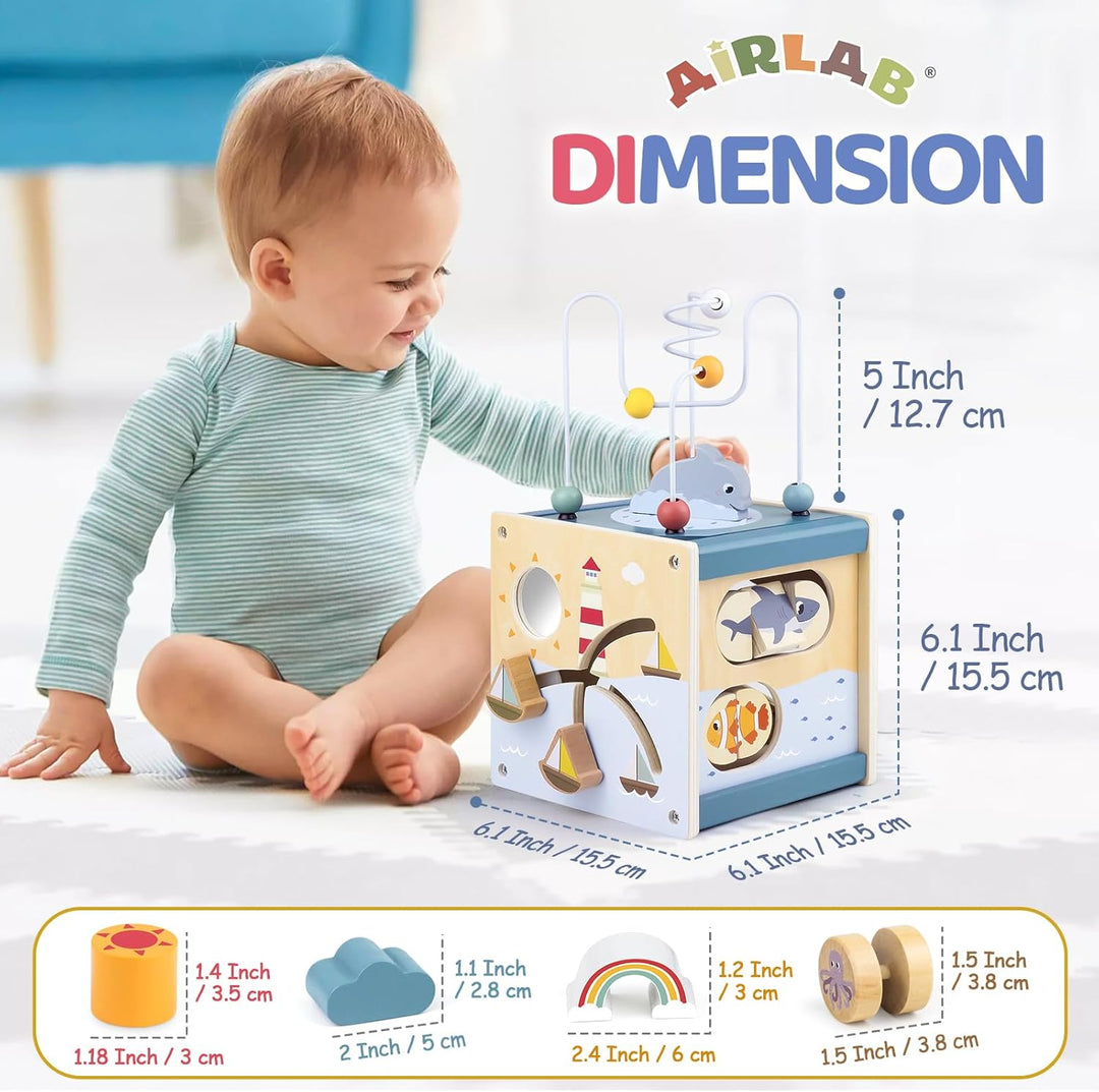 Airlab Motorikwürfel ab 1 Jahr, Motorikspielzeug Baby Activity Würfel, Montessori Spielwürfel für Ki