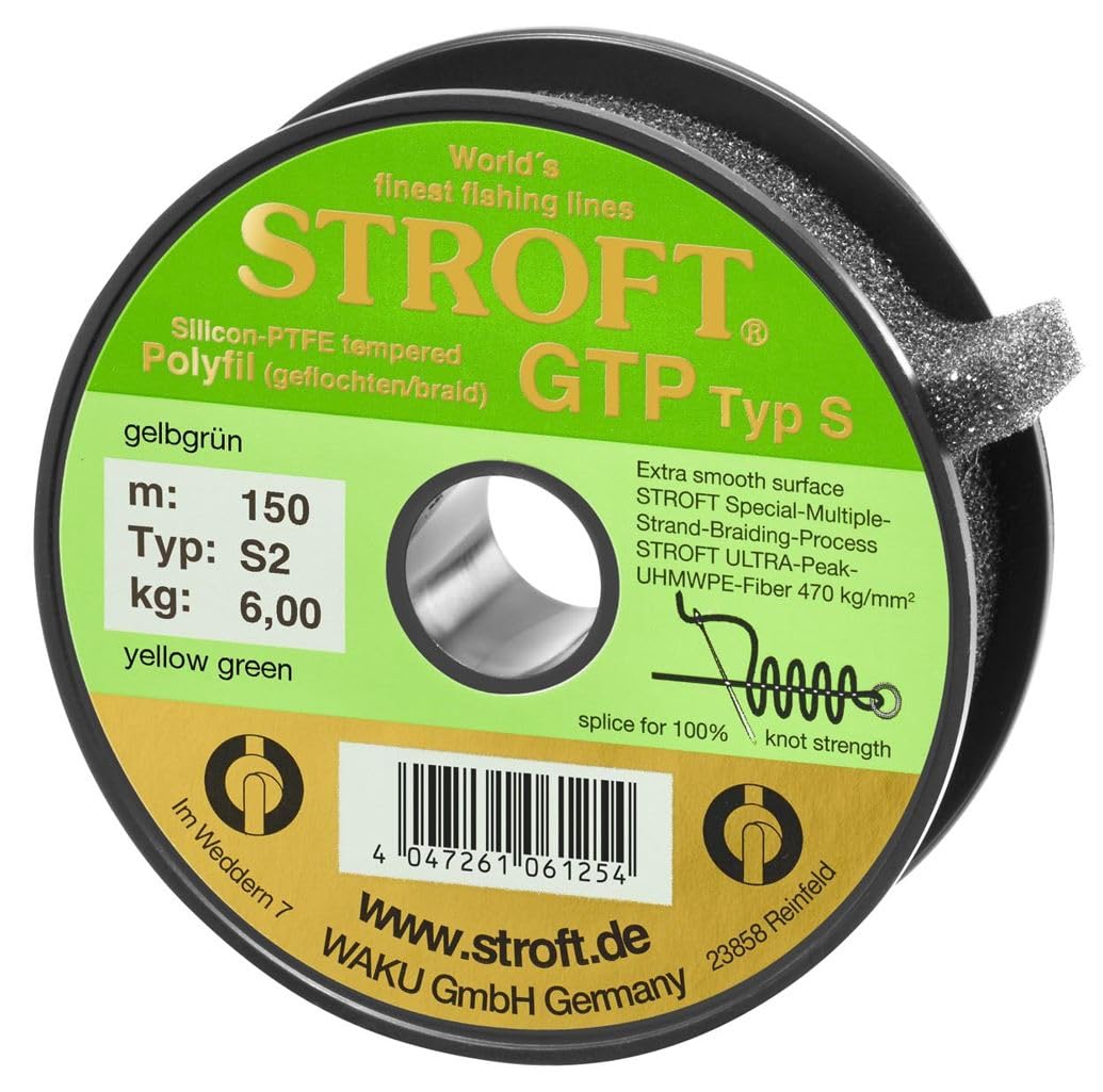 WAKU STROFT GTP S Typ 2 Gelbgrün 150m Geflochtene Angelschnur 6,00 Kg
