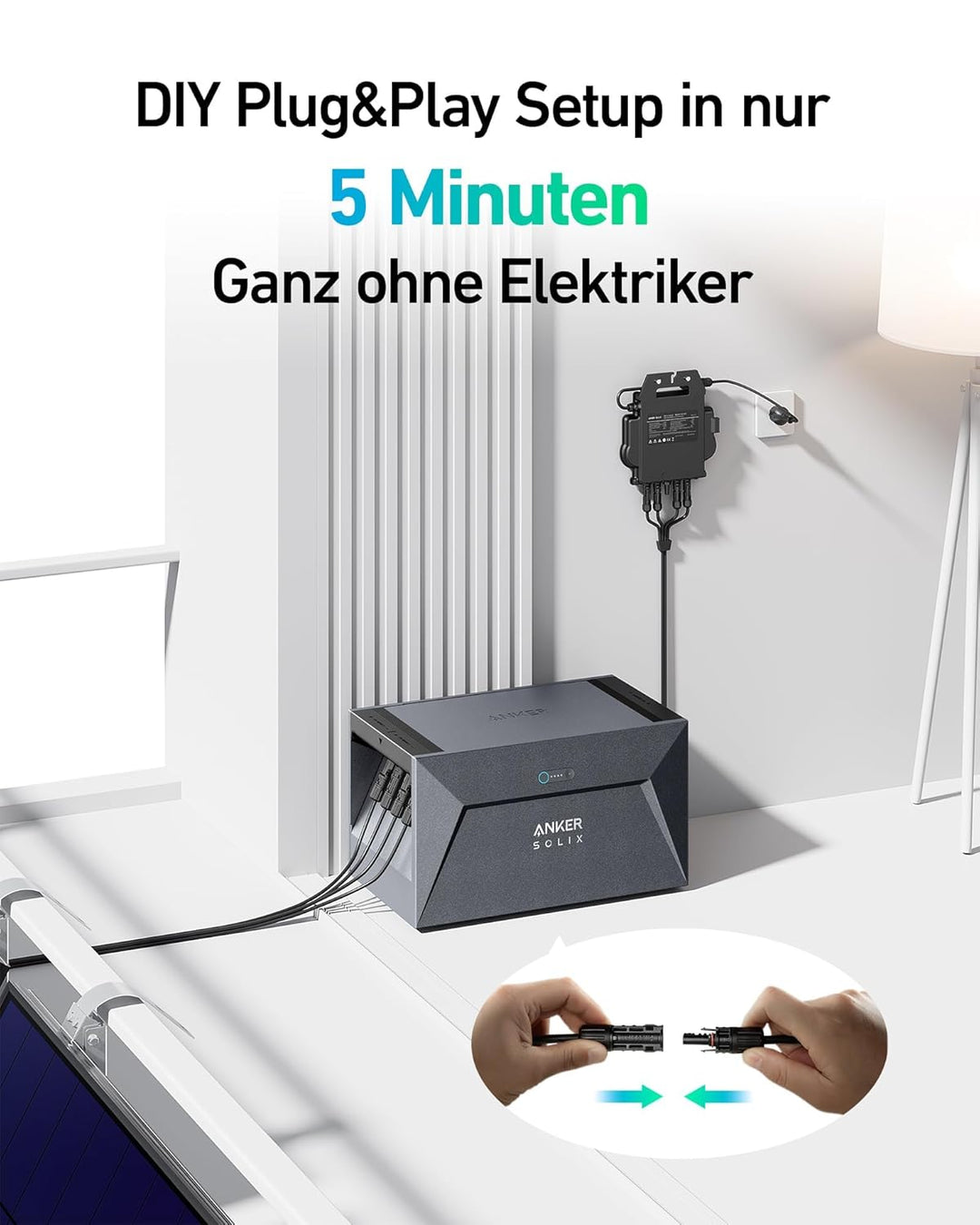 Anker SOLIX Solarbank E1600, 800W Balkonkraftwerk mit Speicher, 1,6kWh Akkukapazität, IP65, 6000 Lad