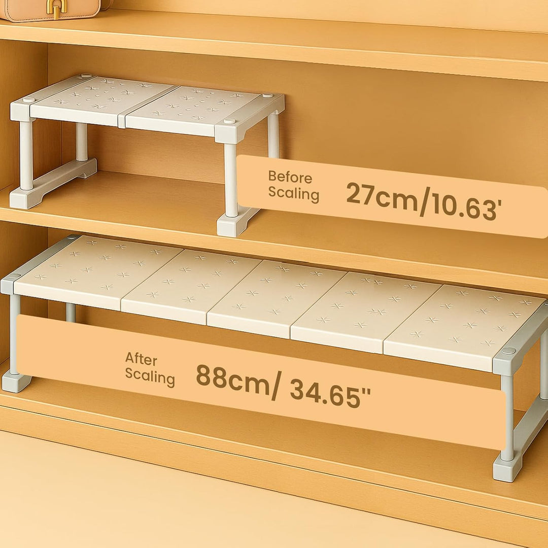 Verstellbarer Teleskopregal-Trenner für Schrank, Kleiderschrank, Küche und Badezimmer – Erweiterbare