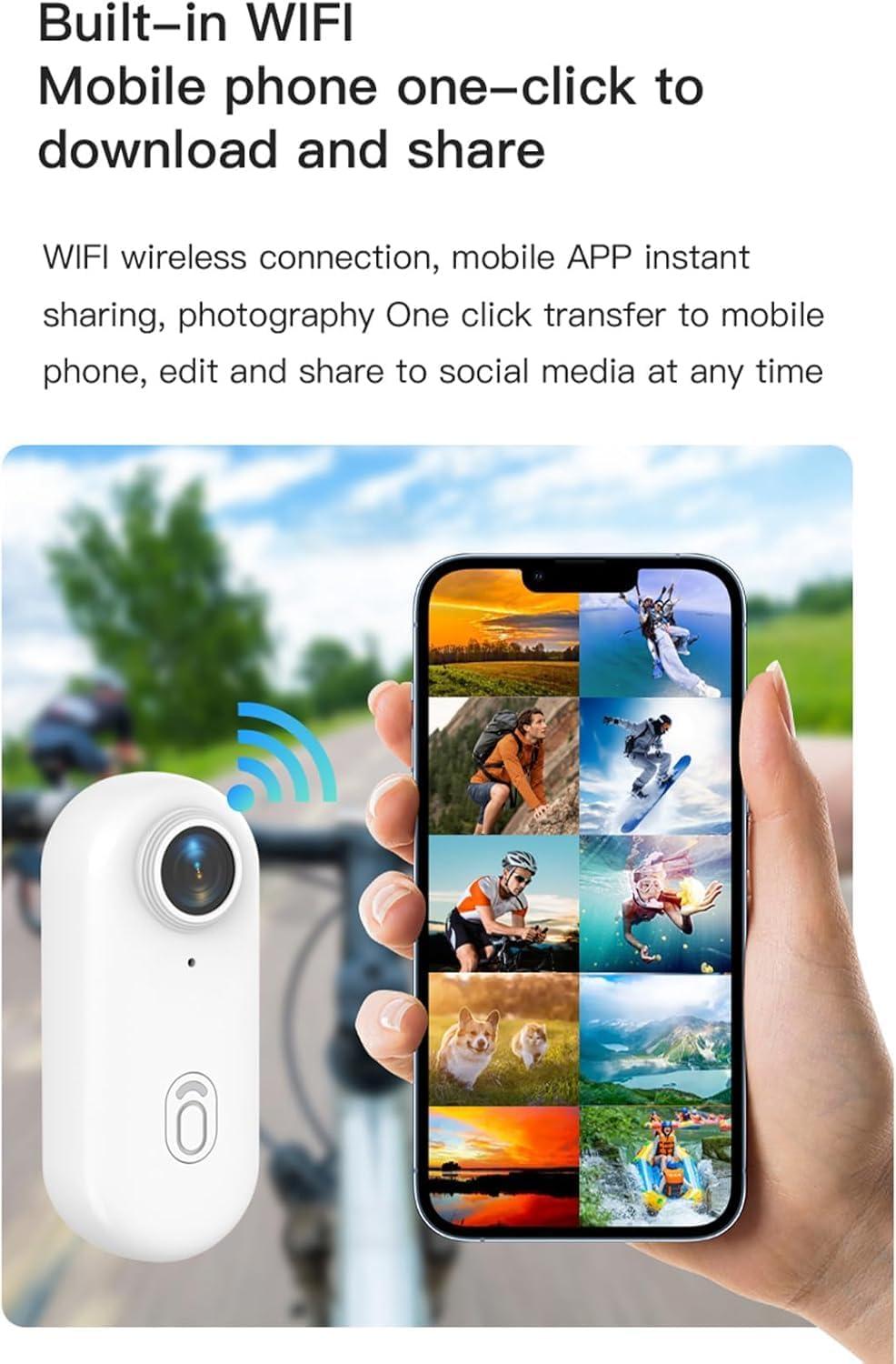 Zeerkeer Mini Action Cam 1080P Full HD WiFi Vlog Kamera 120° Weitwinkel Wasserdicht 30m, Kleine Body