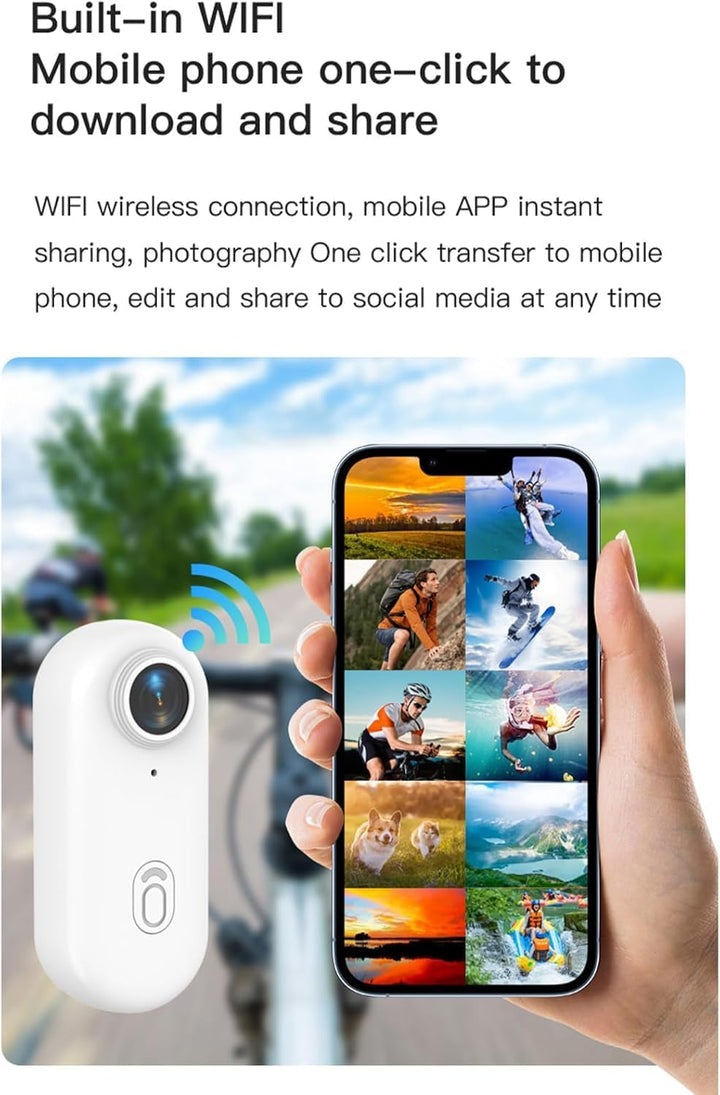 Zeerkeer Mini Action Cam 1080P Full HD WiFi Vlog Kamera 120° Weitwinkel Wasserdicht 30m, Kleine Body