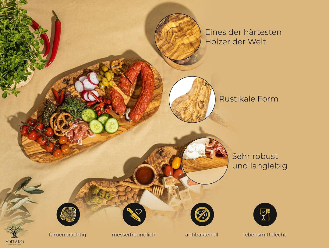 Olivenholz Schneidebrett 3er Set "The Catania Rustic Board" Caatanian Board, Caatanian Board