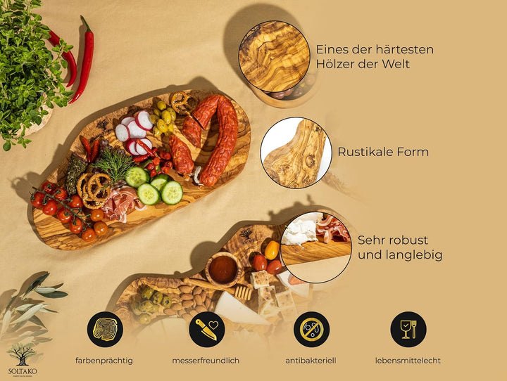 Olivenholz Schneidebrett 3er Set "The Catania Rustic Board" Caatanian Board, Caatanian Board