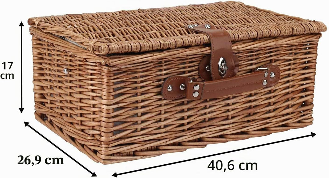 2 Personen Wicker Picknickkorb Set mit isoliertem Kühler, Picknickkorb mit Bechern, Besteck, Weinglä