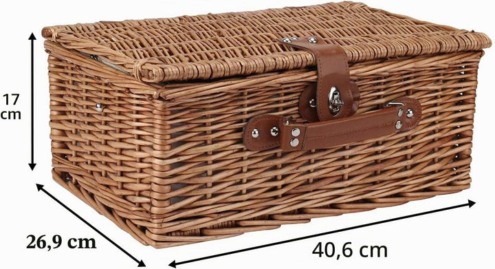 2 Personen Wicker Picknickkorb Set mit isoliertem Kühler, Picknickkorb mit Bechern, Besteck, Weinglä
