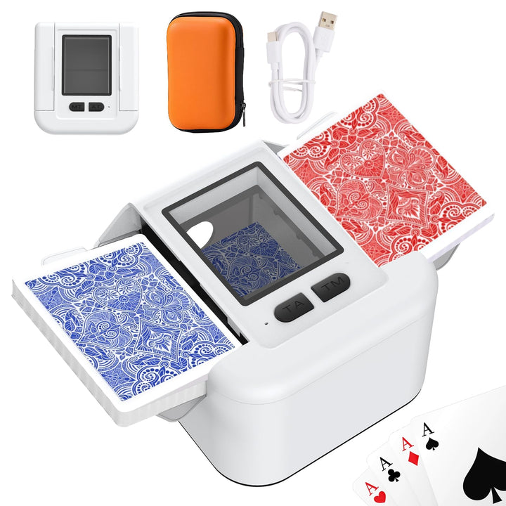Buldoospok Wiederaufladbar Automatischer Kartenmischer 1-2 Deck, Geräuscharm Elektrische Mischmaschi
