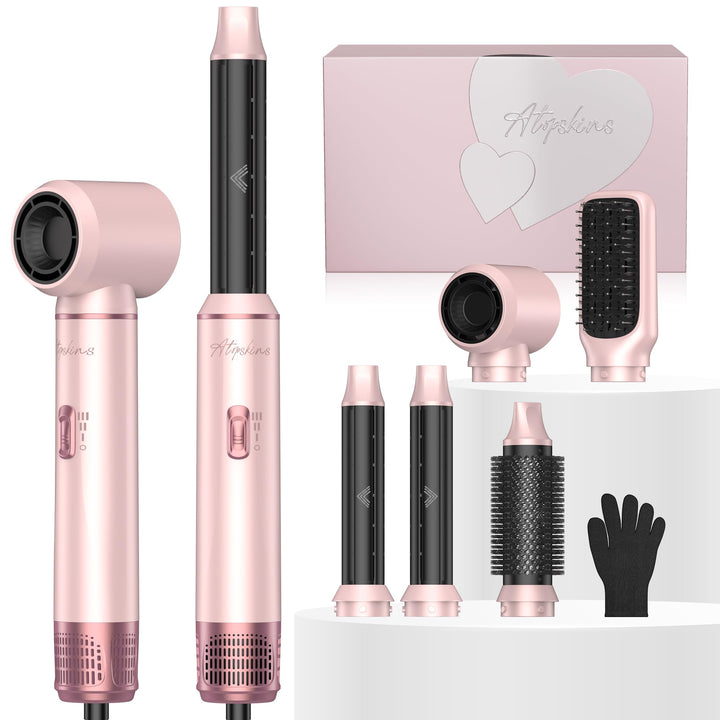 Atopskins 5 in 1 Air Styler Set Haarstyler Hairstyler Airbrush 5 in 1 Hair Styler Set Mit Rundbürste