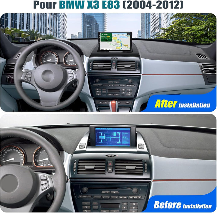 CAMECHO 2+64G 9 Zoll Navi Autoradio für BMW X3 E83 2004-2010 Android 13 mit Rückfahrkamera, GPS, WiF