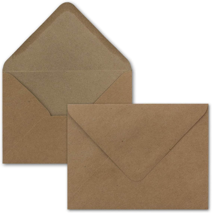 150 Kraftpapier-Karten-Umschlag Set DIN A6 Falt-Karten Natur-Braun 10,5x14,7 cm 220 g/m² Brief-Umsch