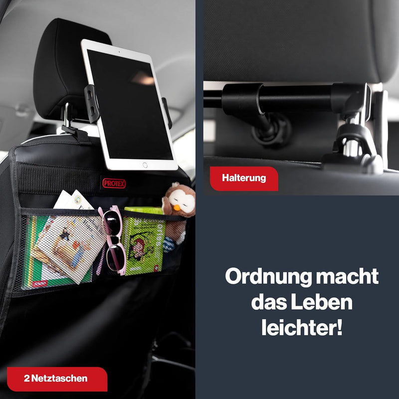 PROTEX | Premium [2er Set] Rückenlehnenschutz Auto–Auto Rücksitz Organizer [Oxford 600D] –wasserabwe