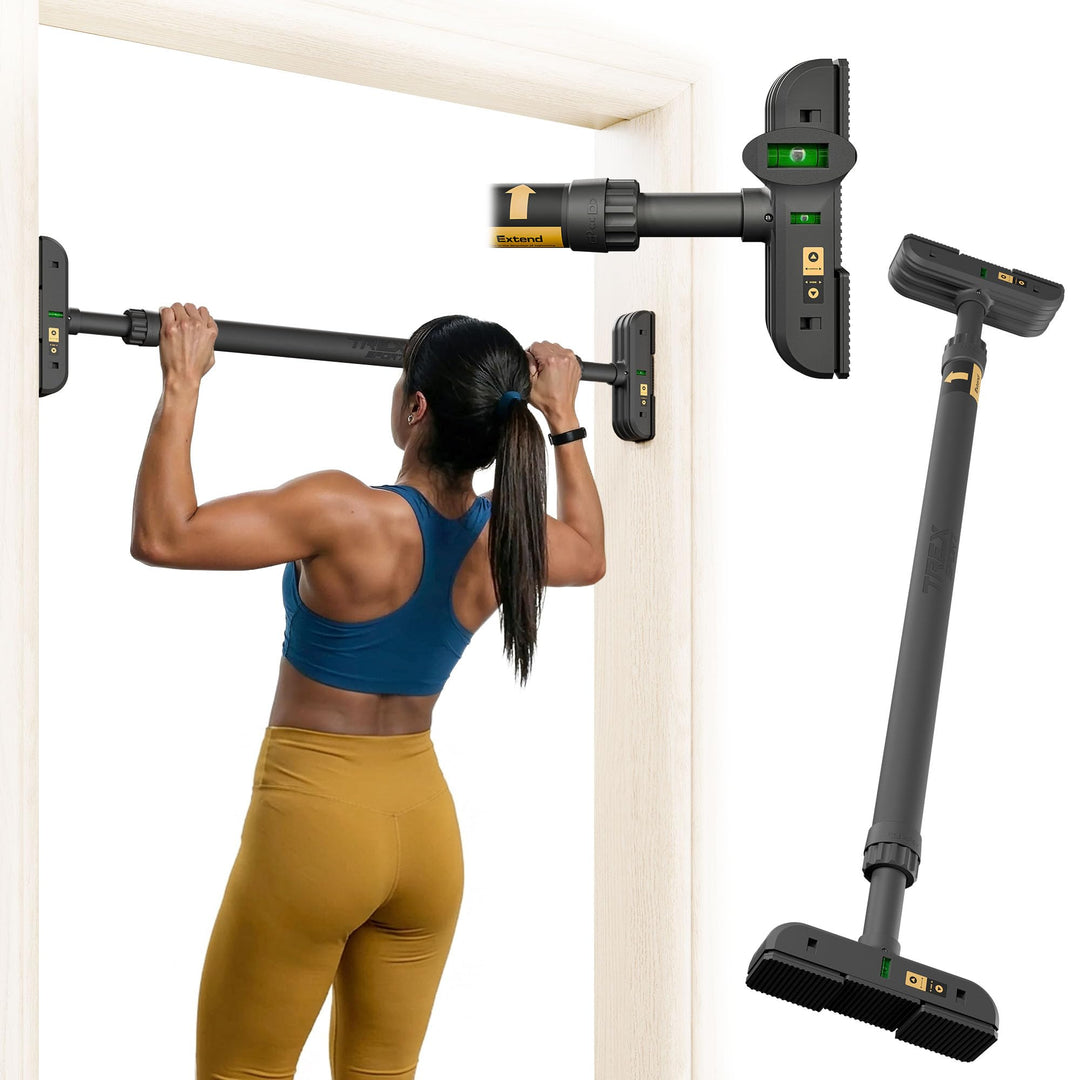 TREX SPORT Klimmzugstange für Türrahmen TX-020PB | Pull Up Bar Türreck mit Wasserwaage, verstellbar