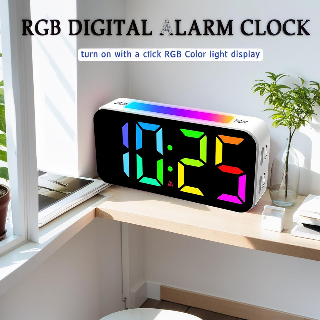 Lancoon Digitaler Schlafzimmer Wecker 12 24h Format einfarbiges Design RGB Grossdisplay 8 Farboption