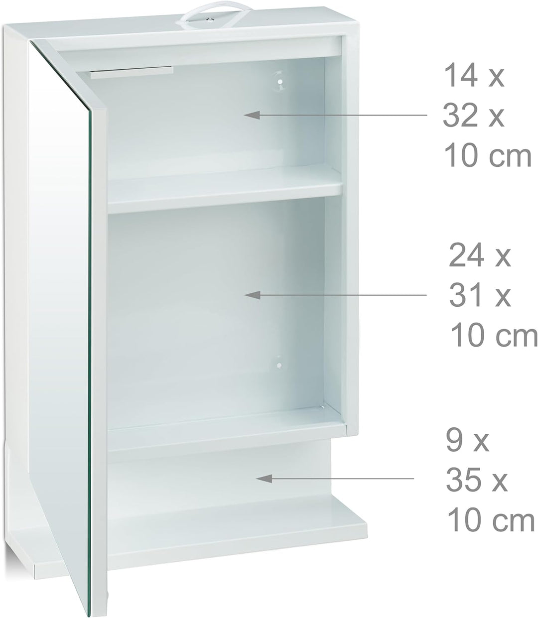 Relaxdays, 1-türig, weiss Badspiegelschrank, Steckdose, Badezimmerschrank, Wandschrank, H x B x T: 5