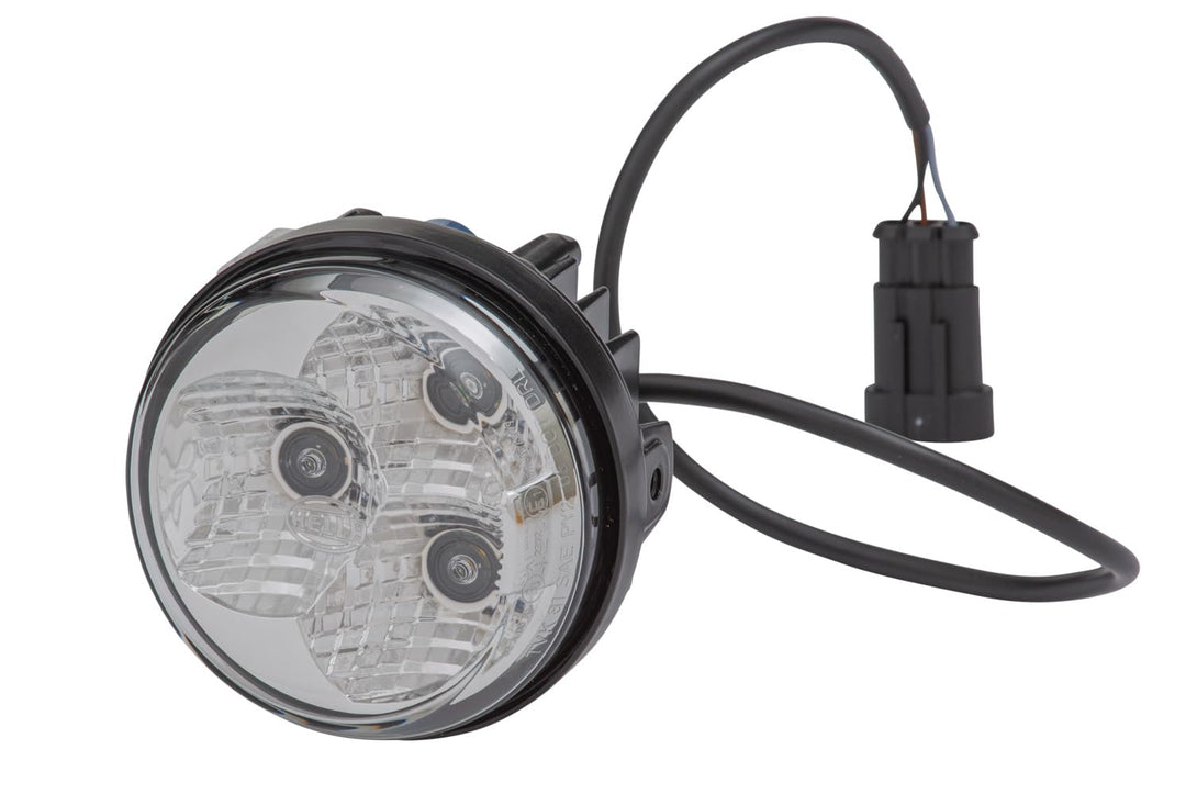 HELLA - LED-Tagfahrleuchte - 90mm - 12/24V - rund - Lichtscheibenfarbe: glasklar - LED-Lichtfarbe: w