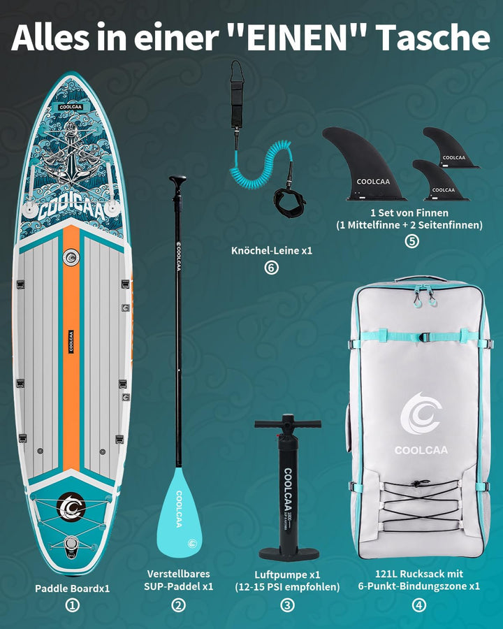 COOLCAA SUP Board, 355cm (Extra Gross) Stand Up Paddling Board, Aufblasbares Stand-Up Paddle Board m