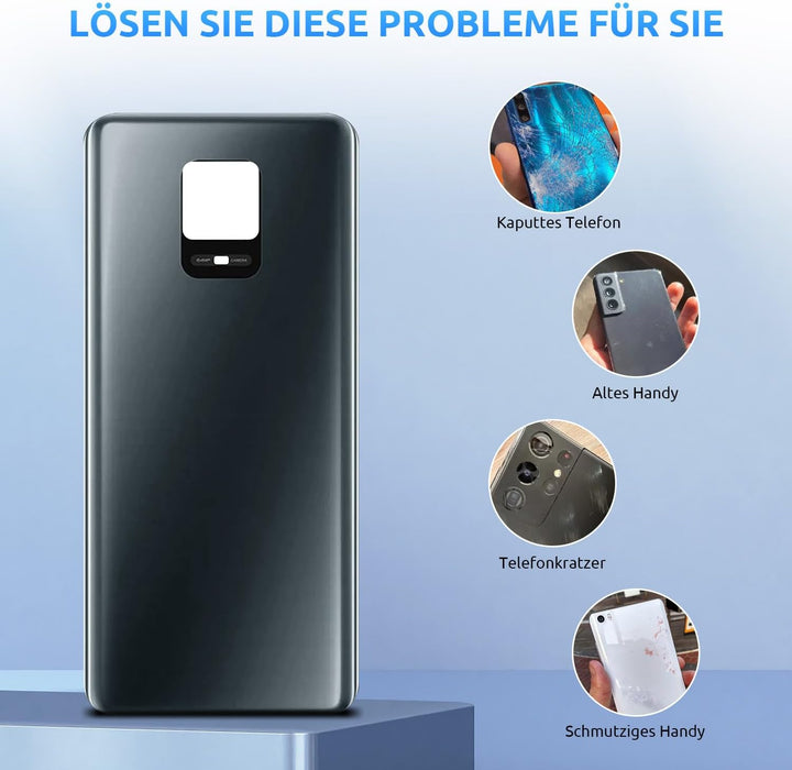 Eonpam Akkudeckel für Xiaomi Redmi Note 9S Rückseite Glas Original Backcover Back Glas Ersatz mit Re