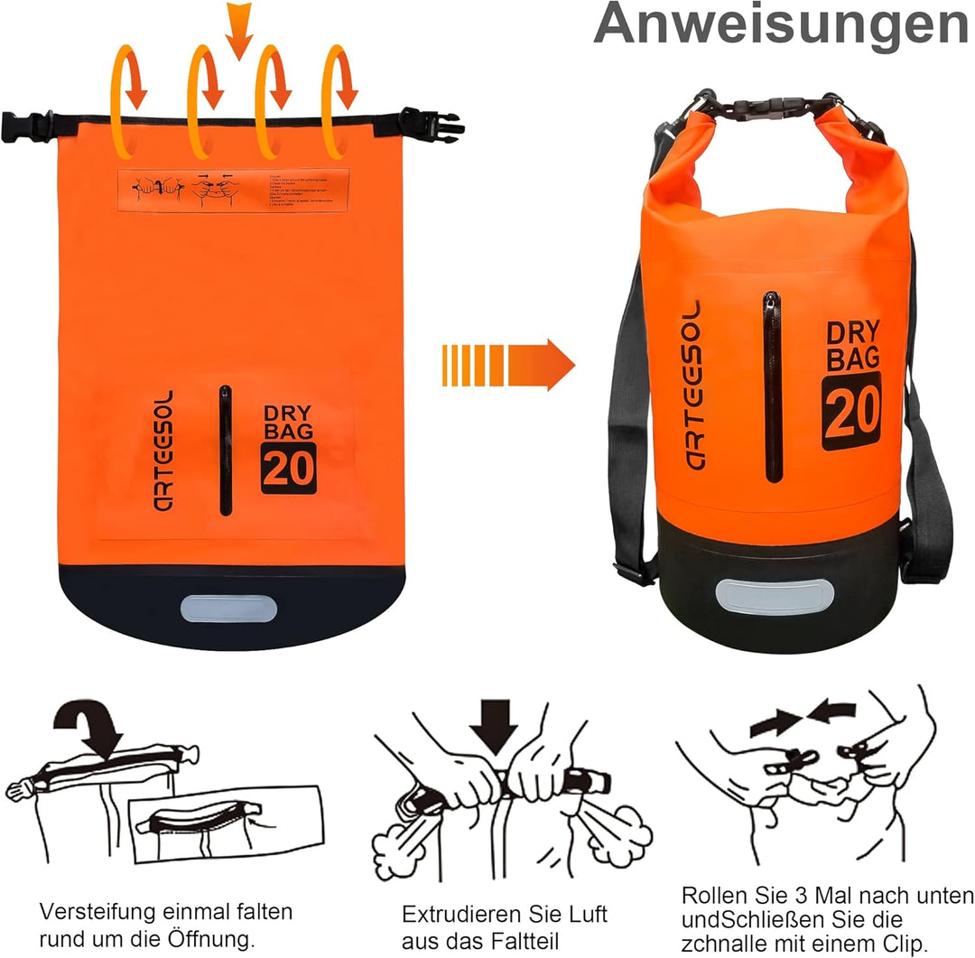 Blackace arteesol Dry Bag wasserdichte Tasche 5L/10L/20L/30L Wasserfester Beutel Packsack mit Langen