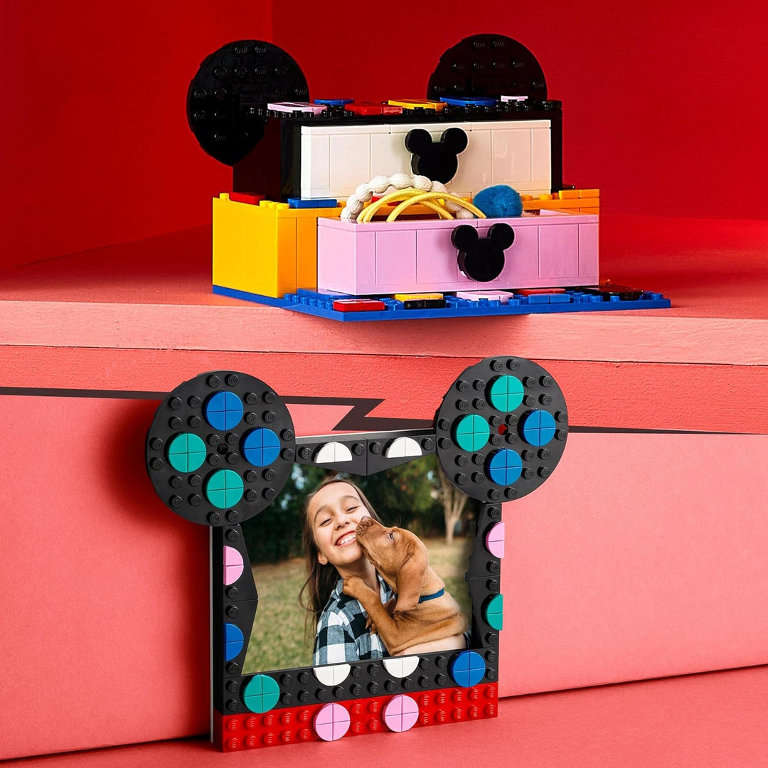 LEGO 41964 DOTS Micky & Minnie Kreativbox zum Schulanfang, 6-in-1 Bastelset mit Taschenanhängern, Au