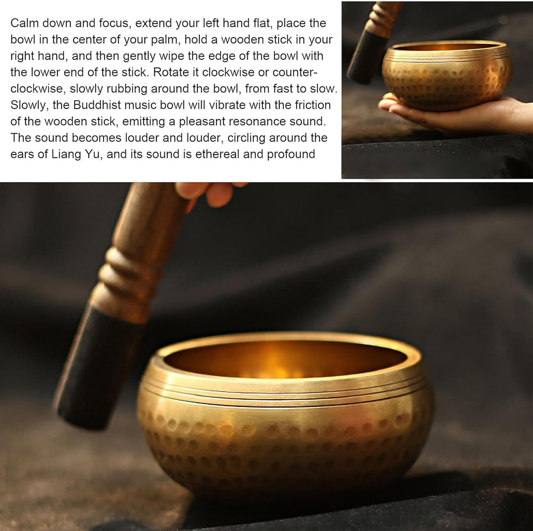 Klangschale Klein, Klangschalen Set, Tibetische Klangschale, Singing Bowl, Handgehämmert in Nepal fü
