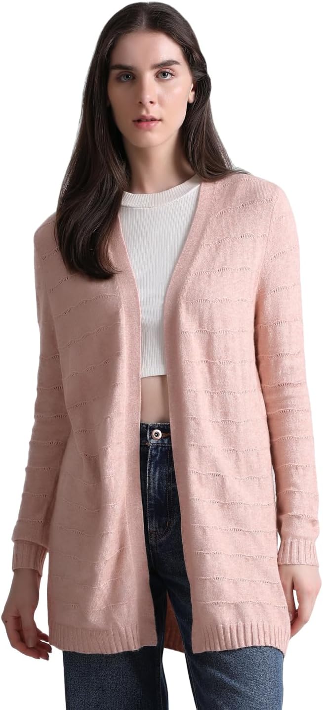 ONLY Damen Onlkatia Ls Struct Open Card Cc KNT Strickjacke S Rose Smoke/Detail:melange, S Rose Smoke