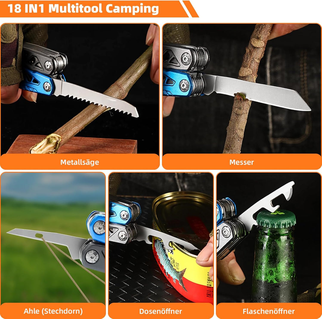 Multitool Rollgabelschlüssel,18 in 1 Geschenke für Männer,Premium Multitool Werkzeug [Titanstahl] Hä