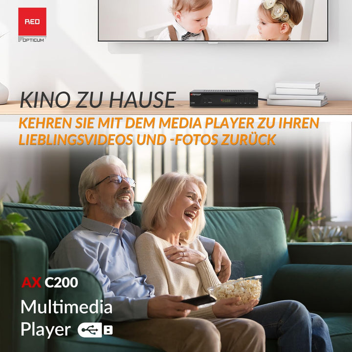 RED OPTICUM C200 HD Kabelreceiver I Digitaler Kabel-Receiver HD mit LED-Display - EPG - HDMI - USB -