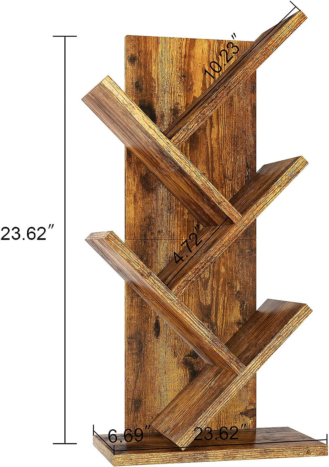 YMYNY Bücherregal im Baumform, 4 Ebenen Raumteiler, Standregal, 30x17x60 cm, Platzsparend, Holzregal