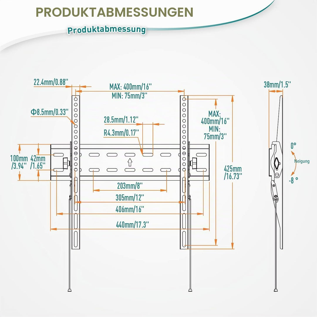 ELIVED TV Wandhalterung Neigbar Fernseher Wandhalterung für die meisten 26-60 Zoll Flach &amp; Curved LE
