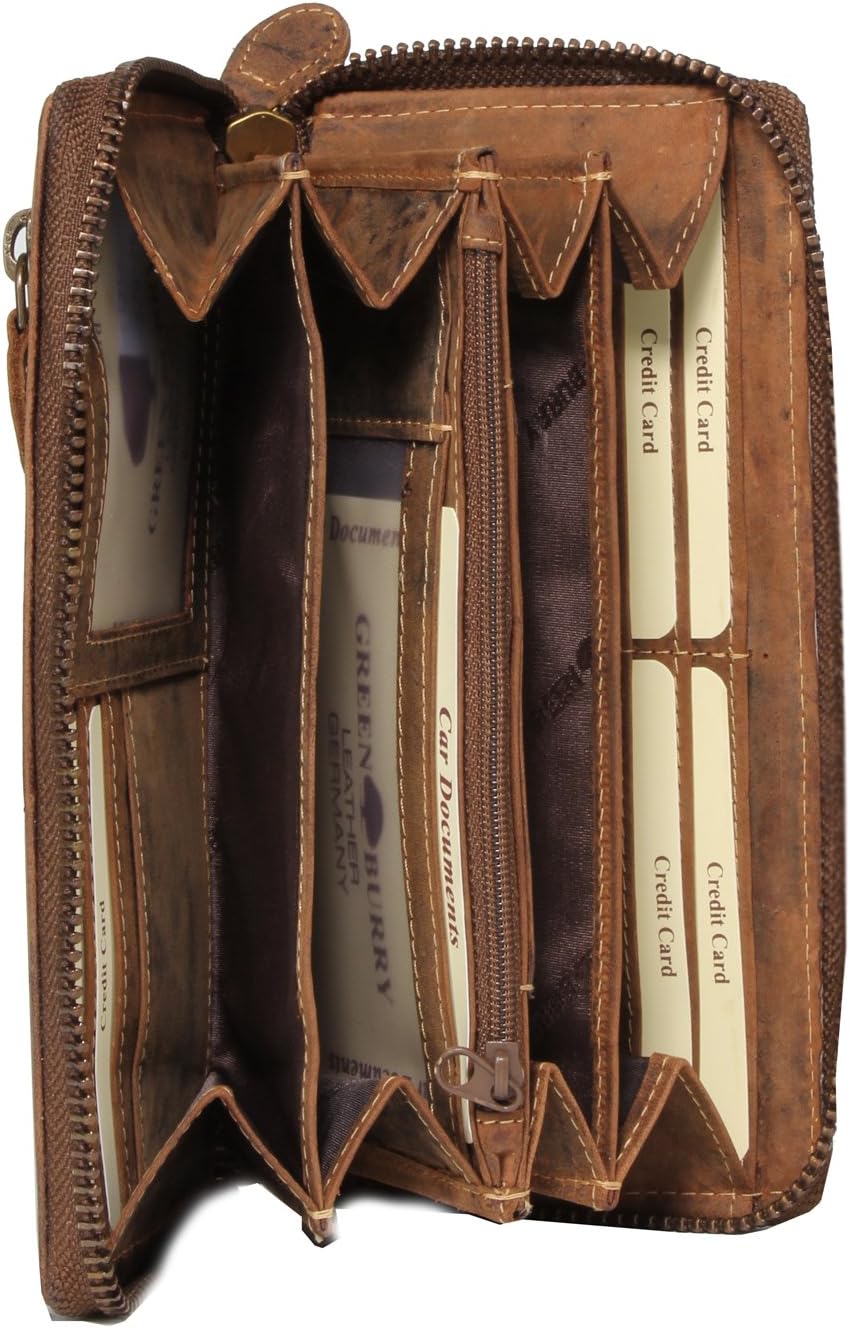 Greenburry Vintage Geldbörse Leder 19 cm Brown, Brown