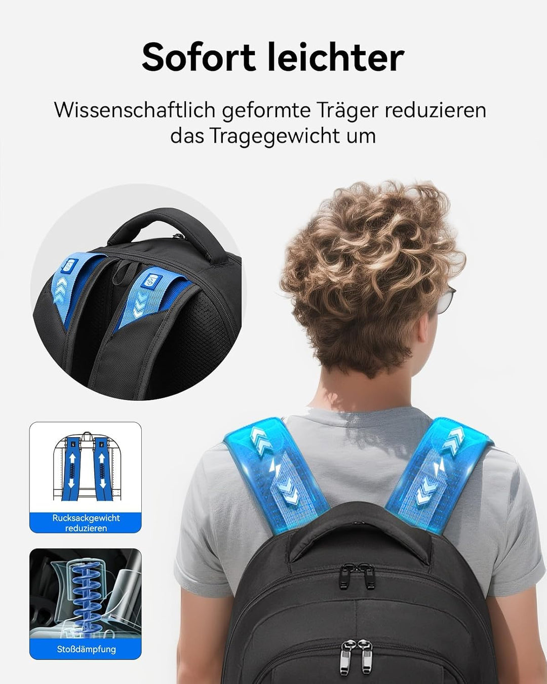 CROSSGEAR 17,3 Zoll Rucksack Herren mit Entlastenden Schultergurten, 30l Laptop Rucksack, Wasserdich