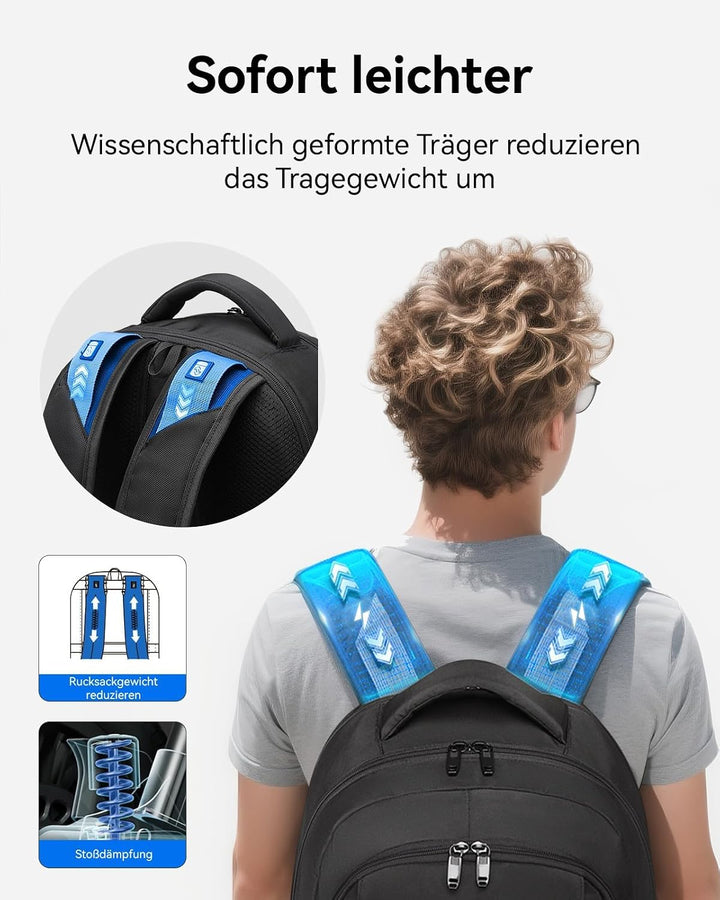 CROSSGEAR 17,3 Zoll Rucksack Herren mit Entlastenden Schultergurten, 30l Laptop Rucksack, Wasserdich