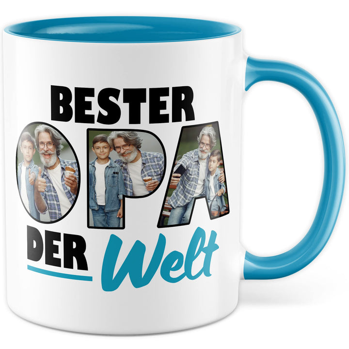 Opa Tasse personalisierbar mit Bild, Bester Opa der Welt, Geschenk personalisiert Grossvater Spruch
