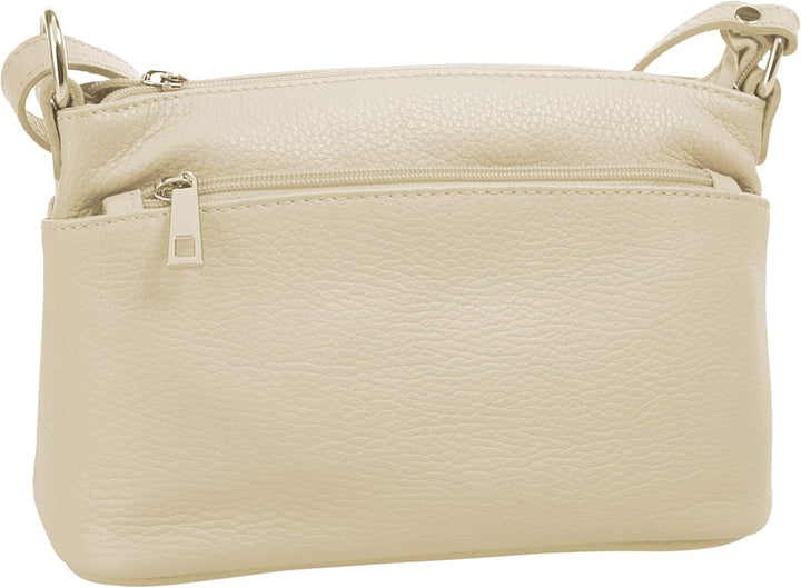 Cluty Umhängetasche echt Leder Damen - 020617 Beige, Beige