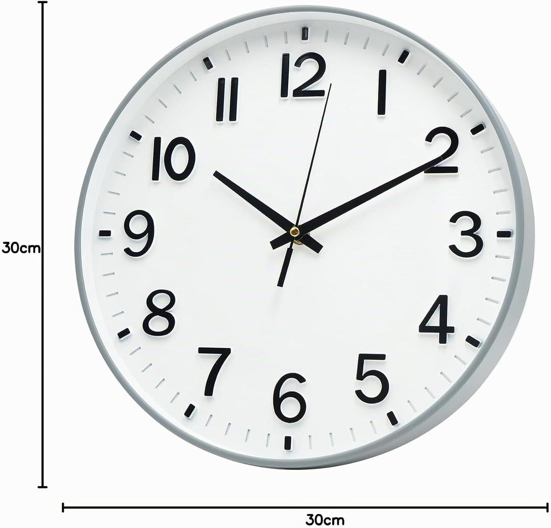HZDHCLH 30cm Lautlos Wanduhr Schleichende Sekunde mit Arabisch Ziffer ohne Ticken für Dekoration Woh
