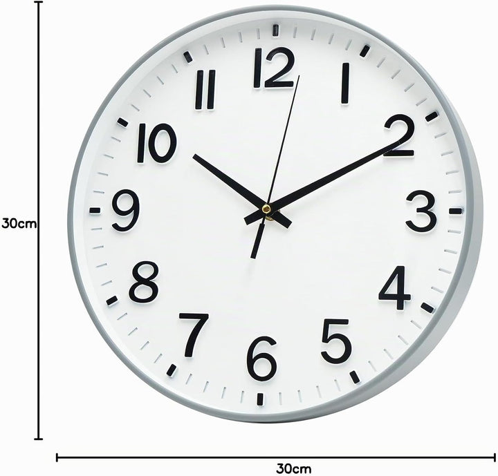 HZDHCLH 30cm Lautlos Wanduhr Schleichende Sekunde mit Arabisch Ziffer ohne Ticken für Dekoration Woh